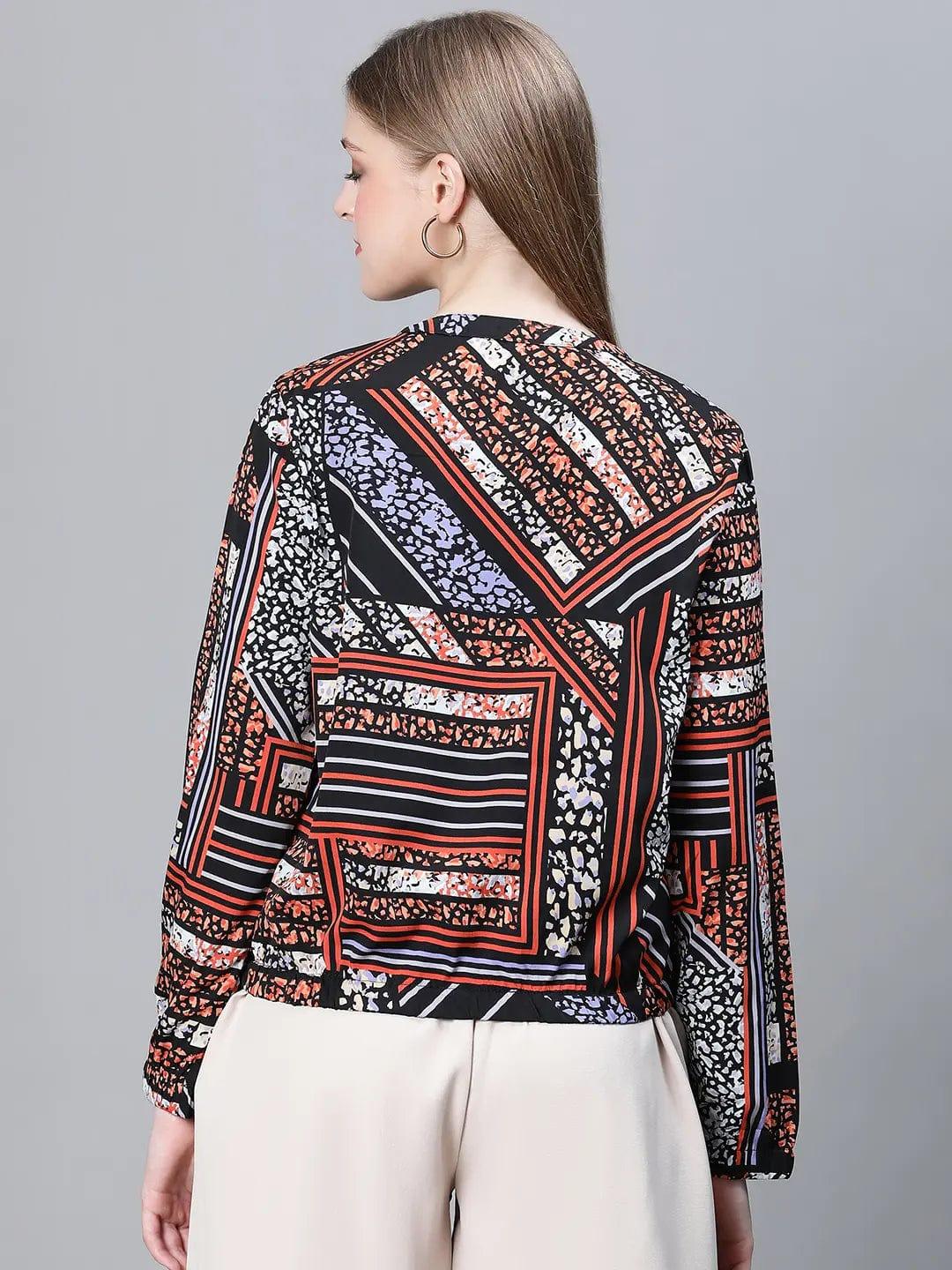 Women Multicolor Printed Bomber Jacket