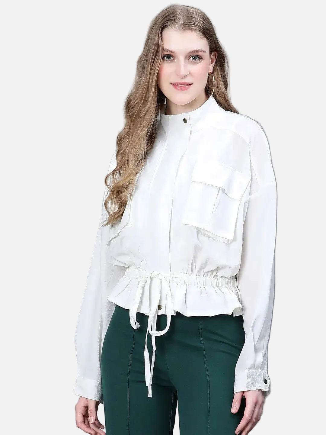 Women White Bomber Jacket
