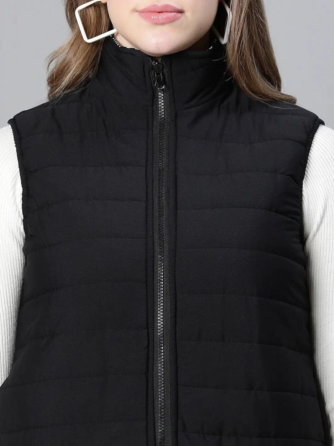 women-black-animal-print-zip-lined-sleeveless-reversible-jacket