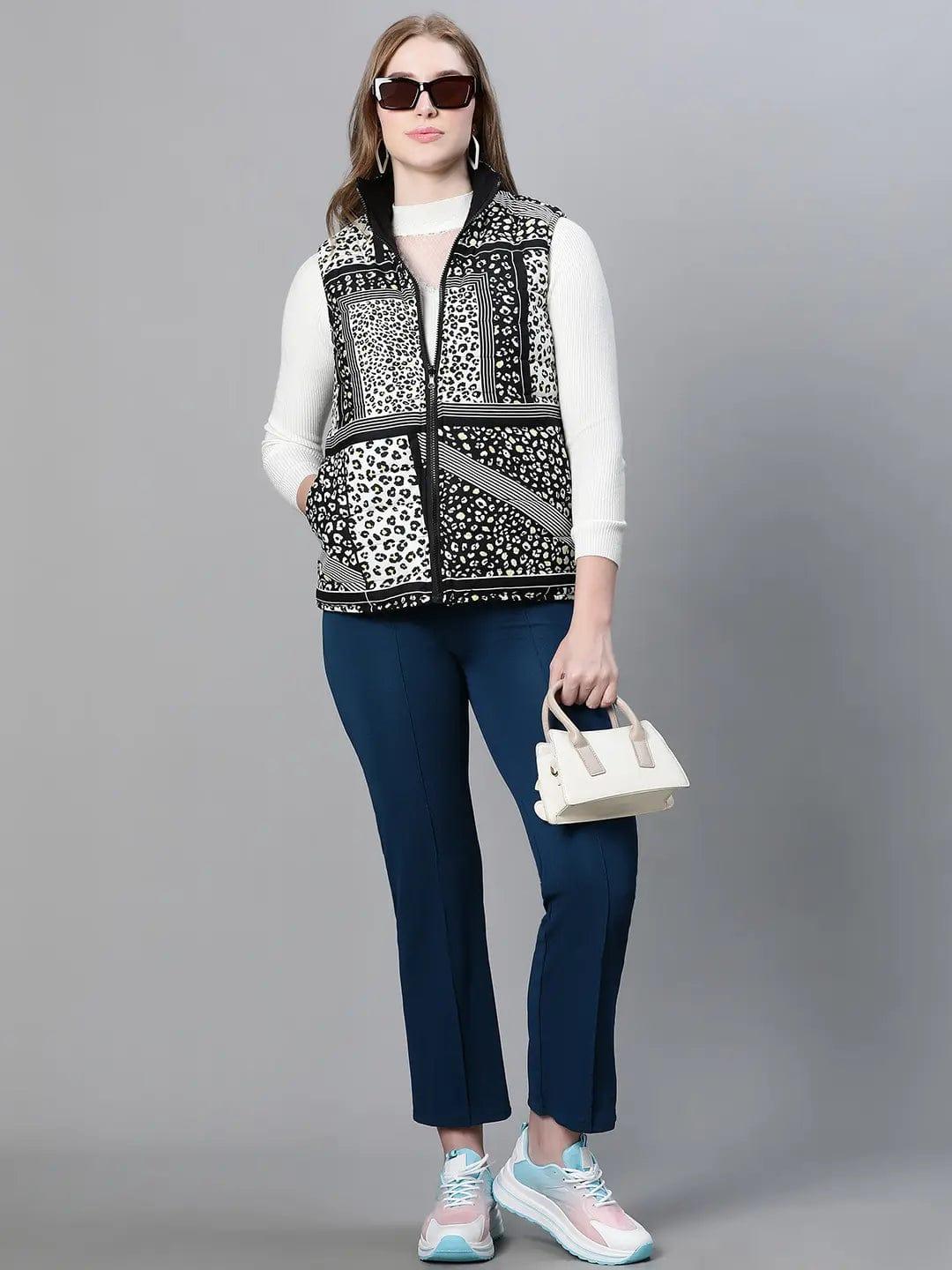 women-black-animal-print-zip-lined-sleeveless-reversible-jacket