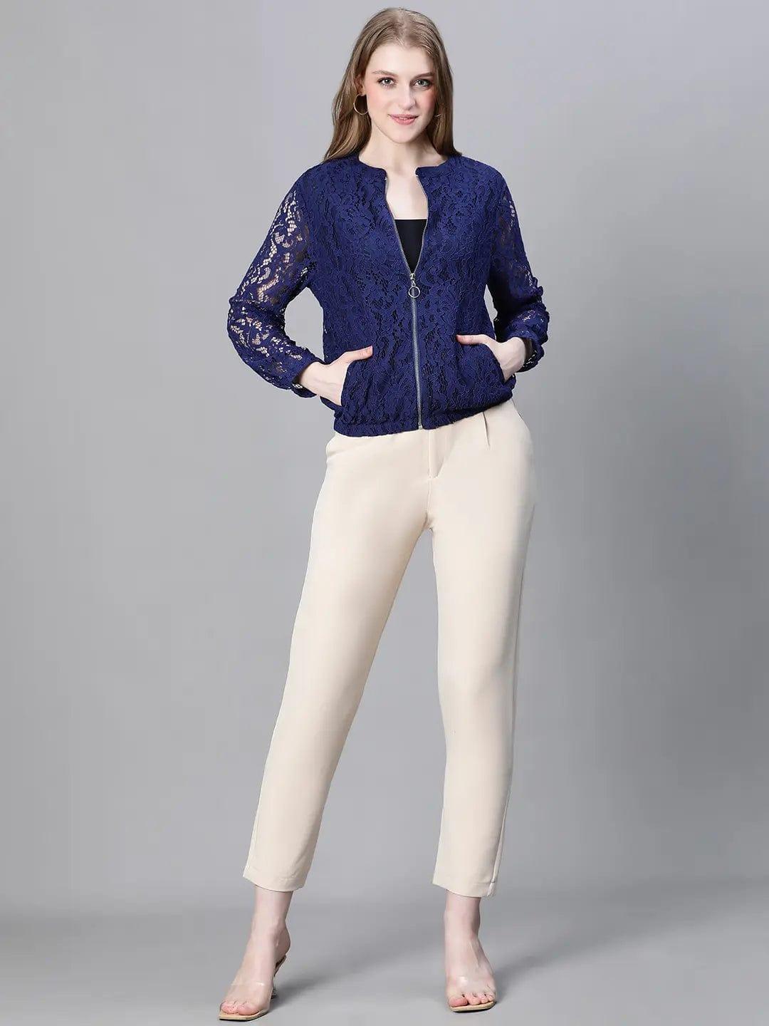 Women Blue Bomber Jacket