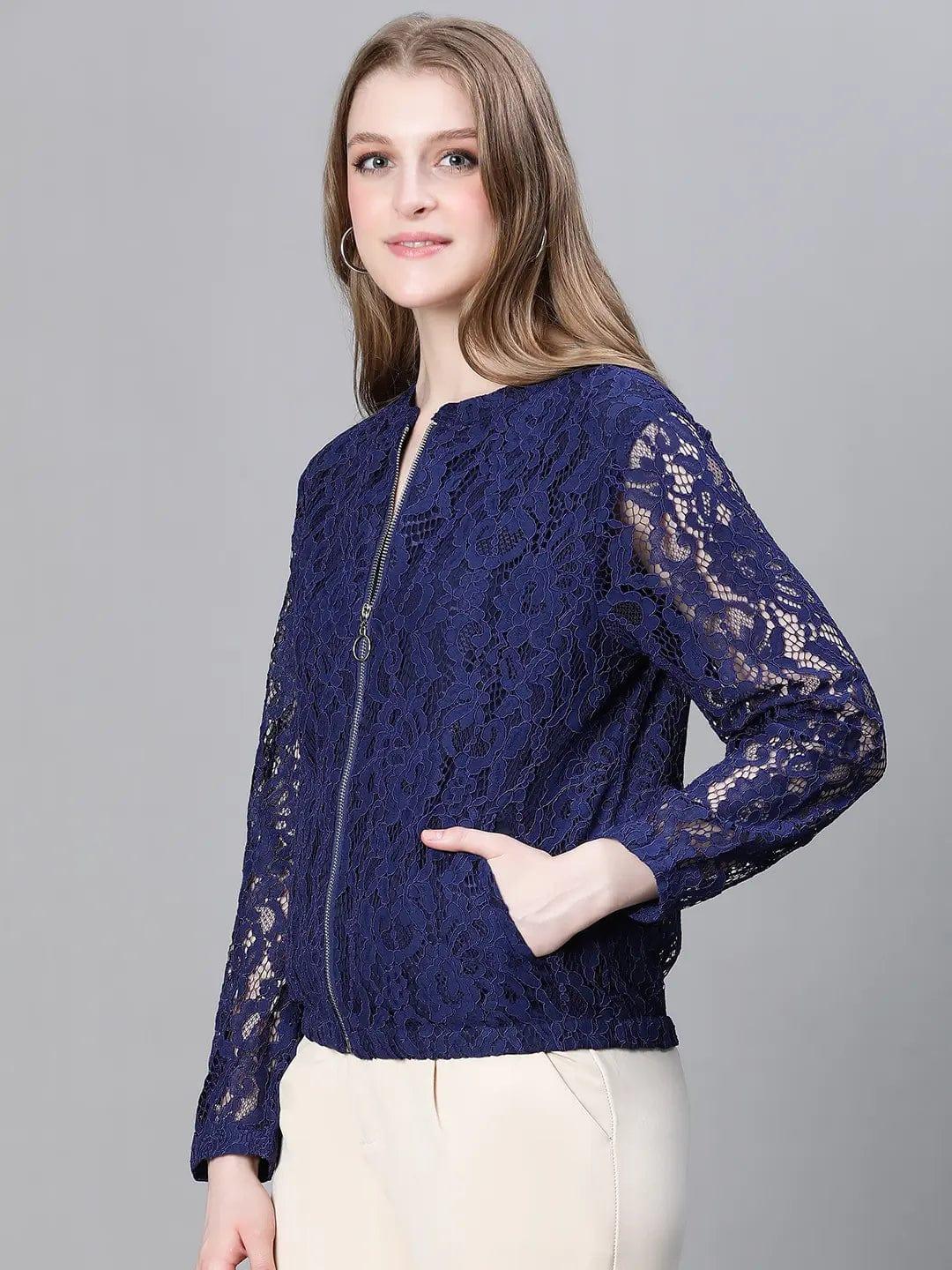 Women Blue Bomber Jacket