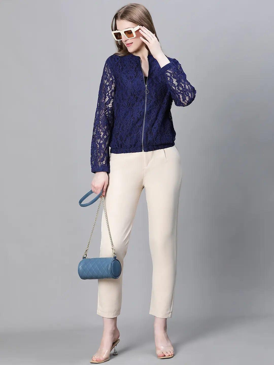 Women Blue Bomber Jacket