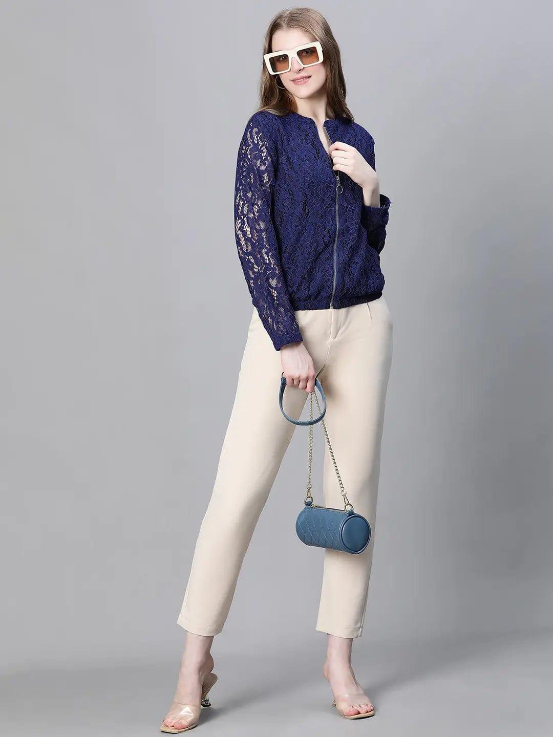 Women Blue Bomber Jacket