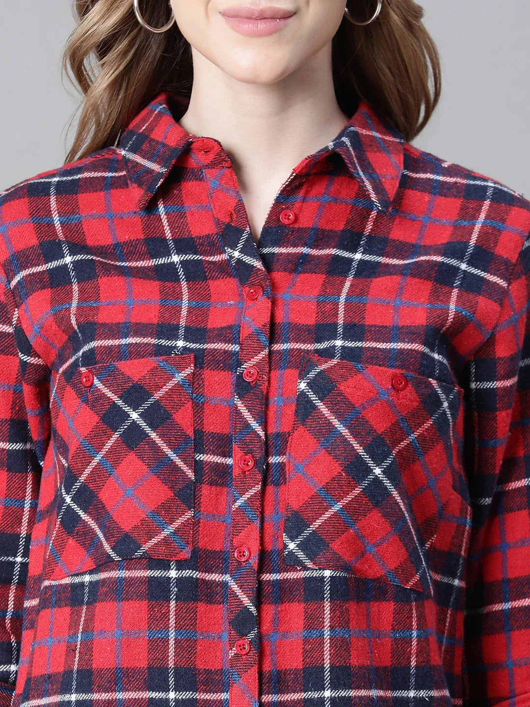Red Check Print Cotton Shirt