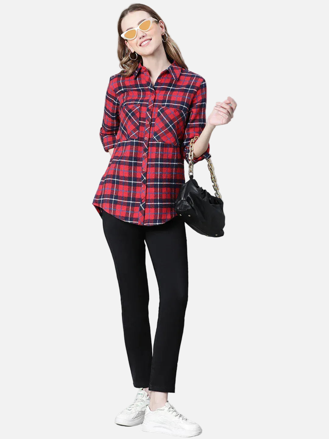 Red Check Print Cotton Shirt