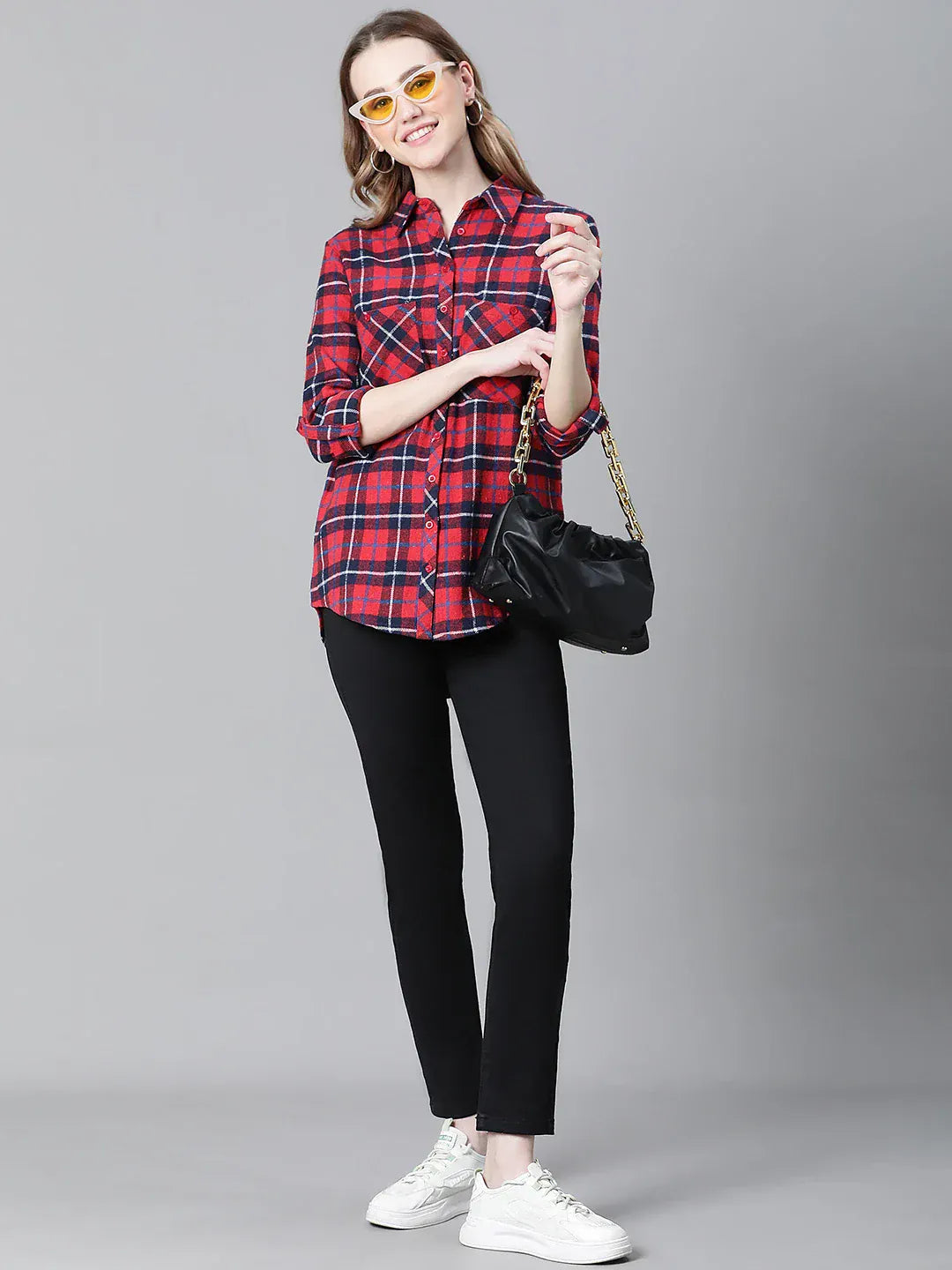 Red Check Print Cotton Shirt