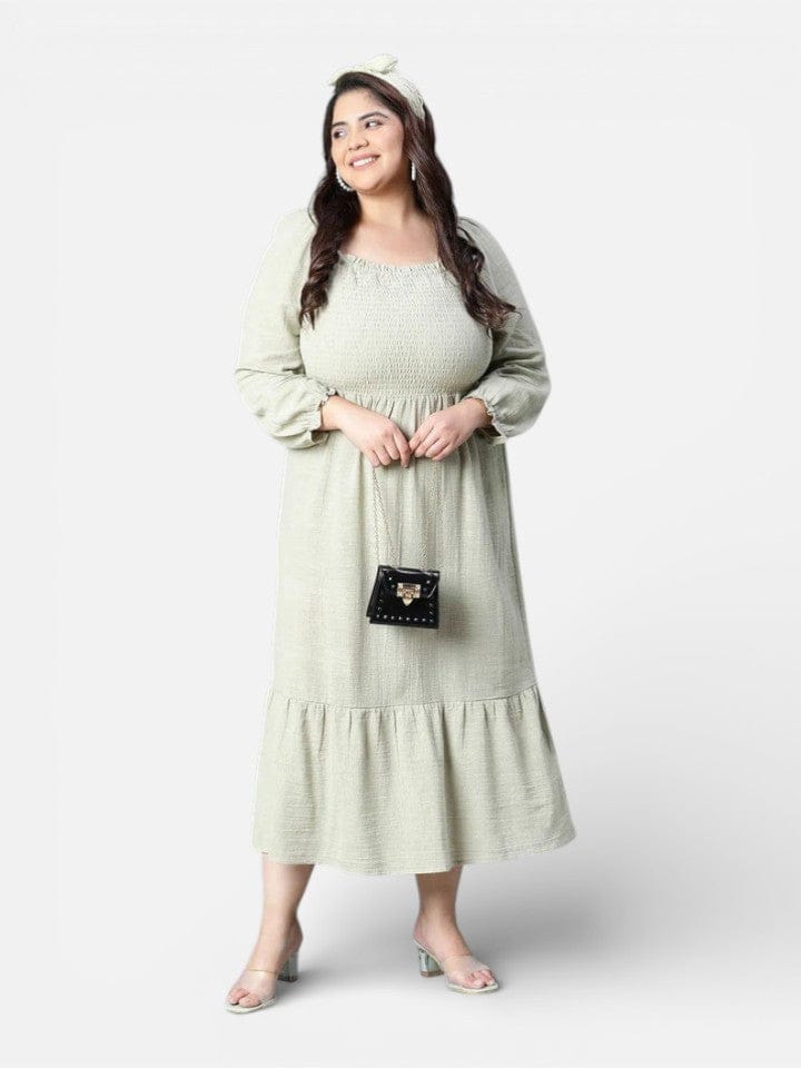 Plus Size Green Cotton Dress