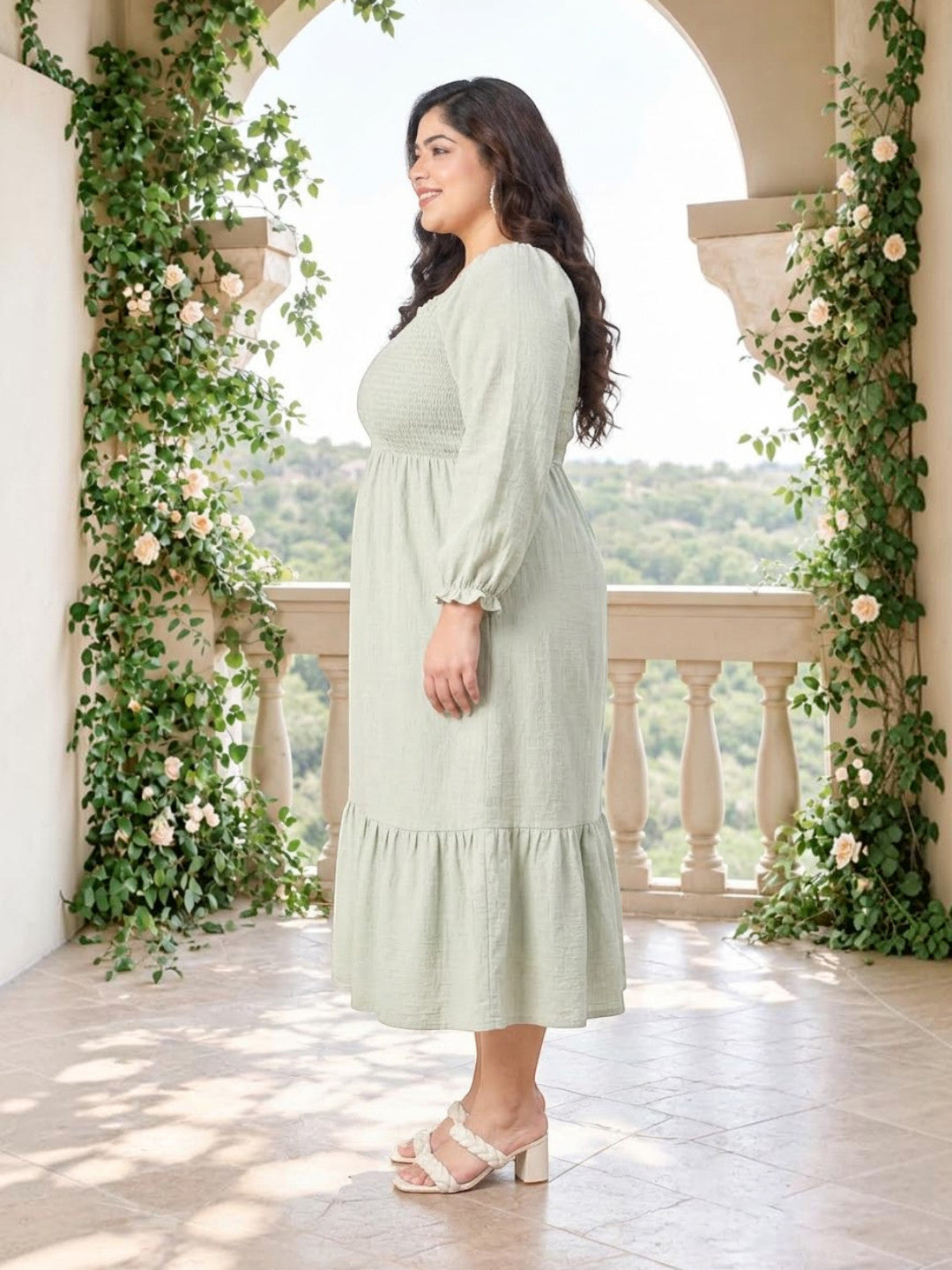 Plus Size Green Cotton Dress