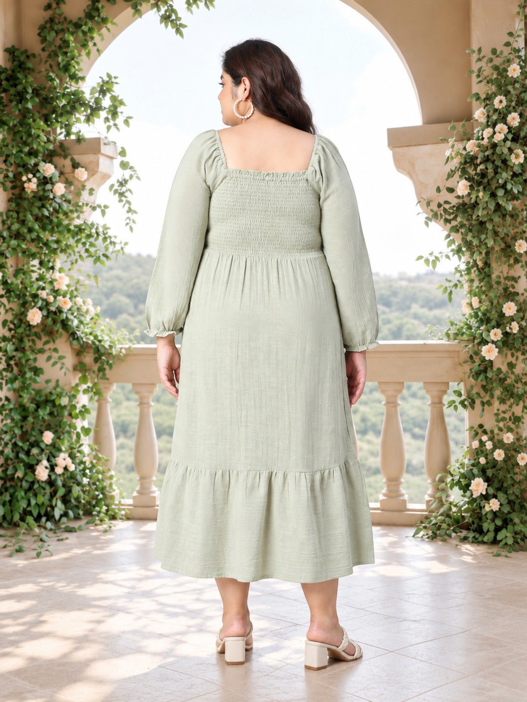 Plus Size Green Cotton Dress