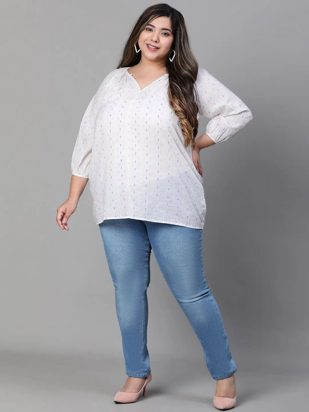 Plus Size White Cotton Top