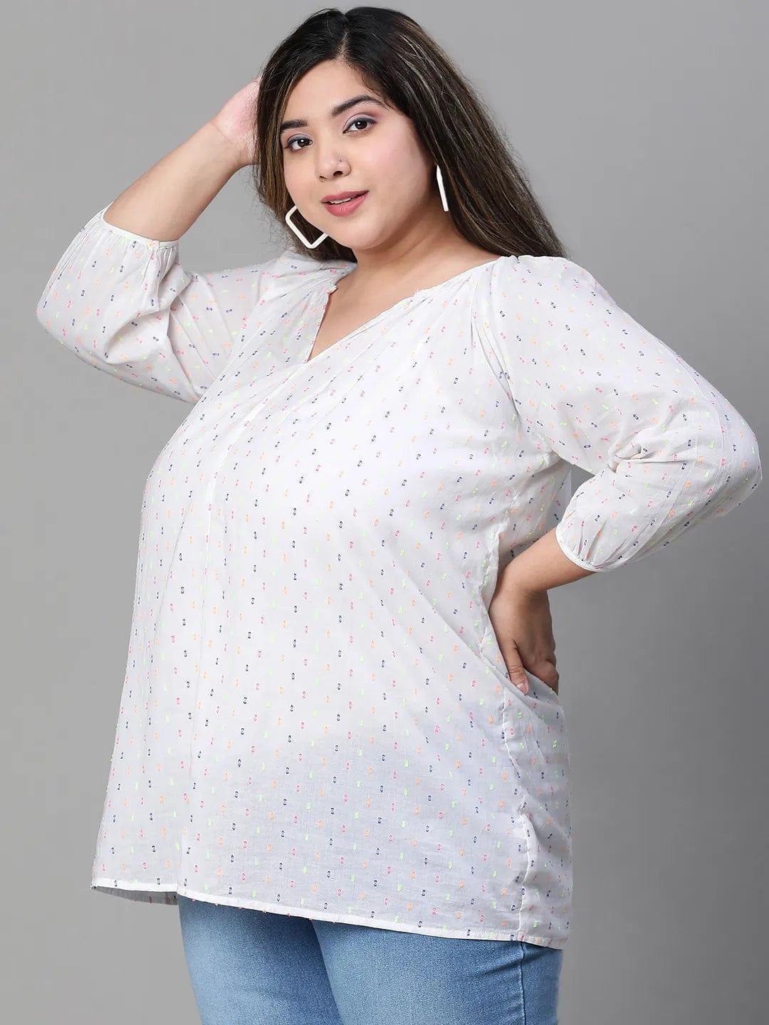Plus Size White Cotton Top