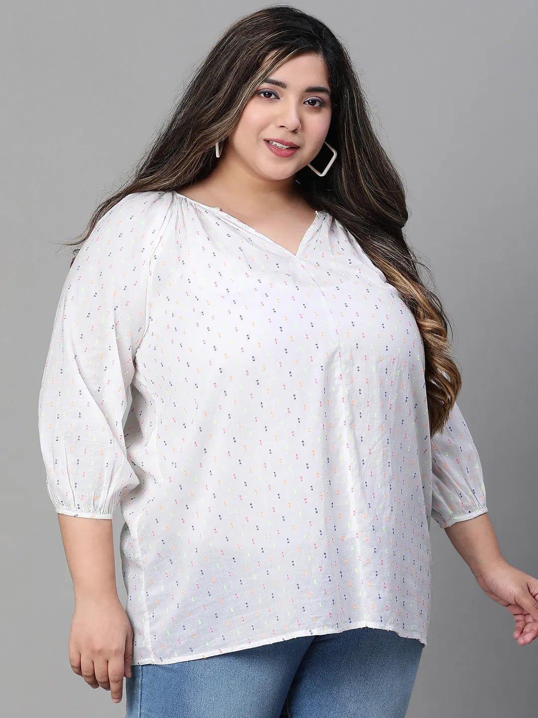 Plus Size White Cotton Top