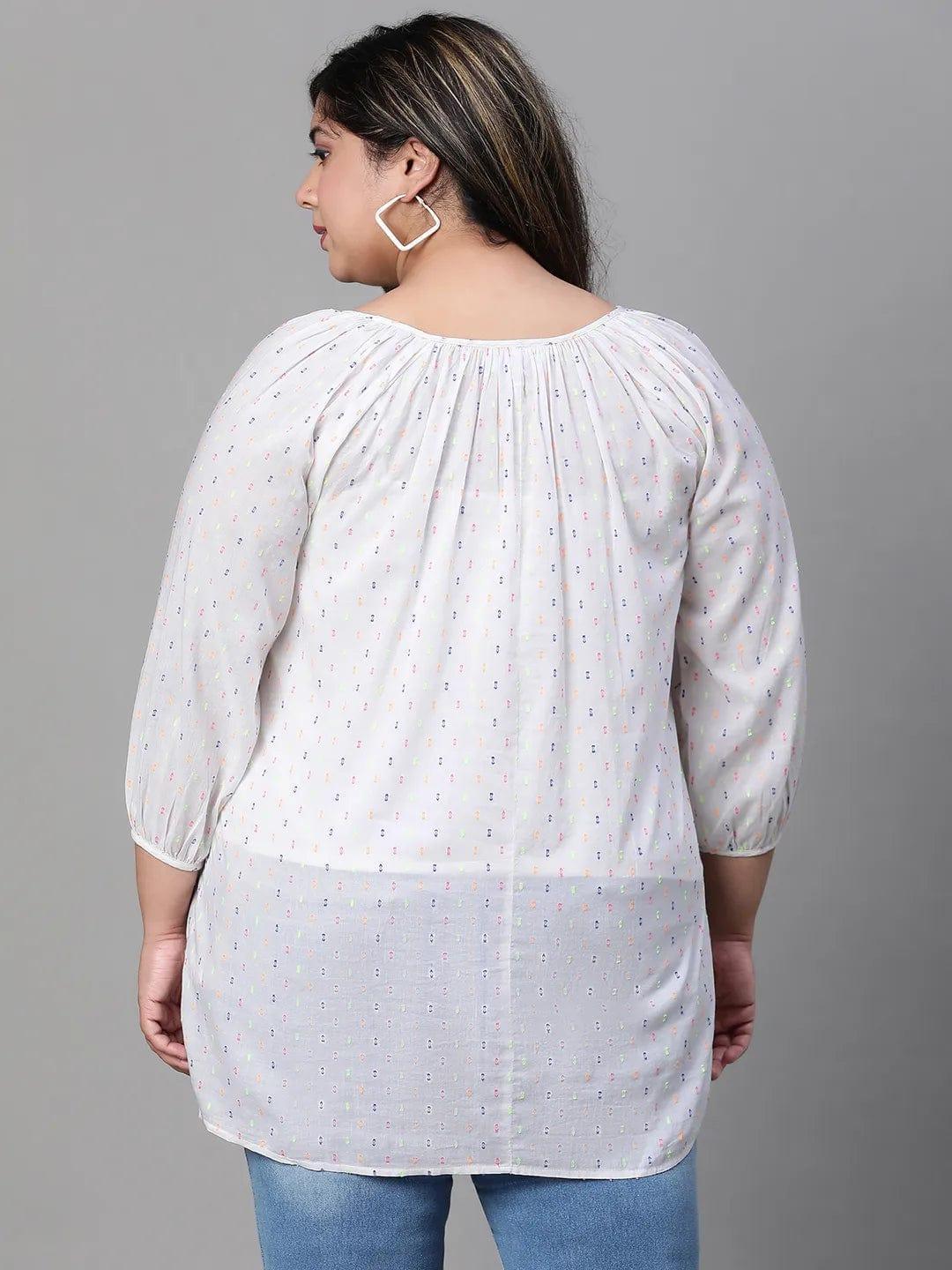 Plus Size White Cotton Top