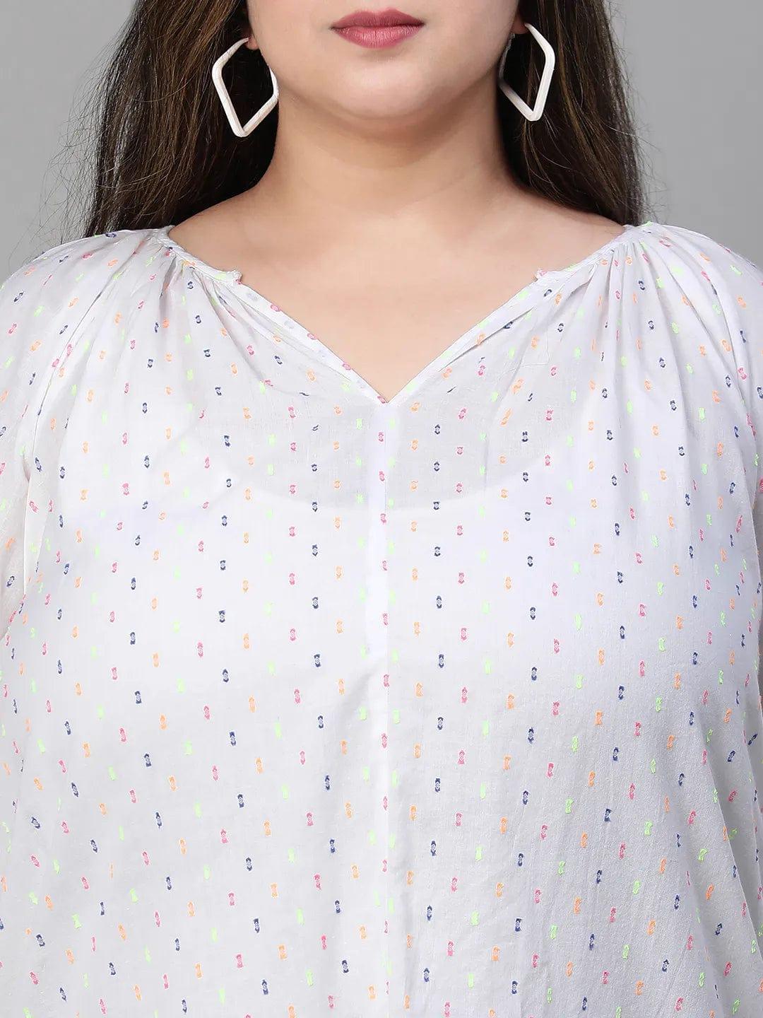 Plus Size White Cotton Top