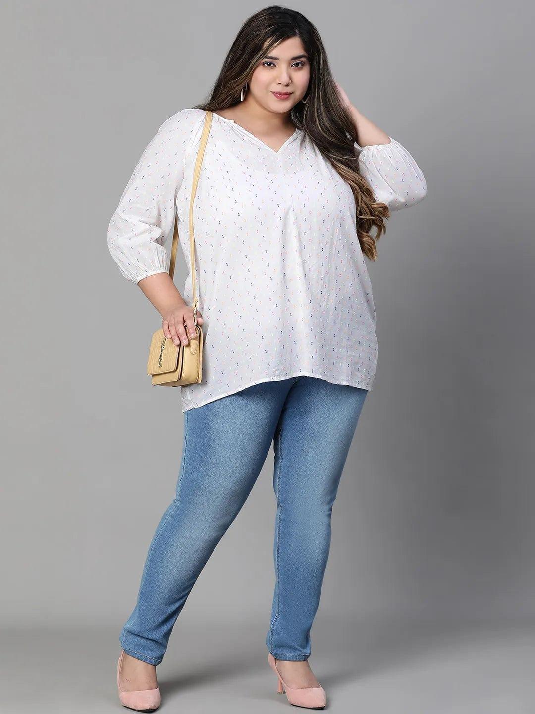 Plus Size White Cotton Top