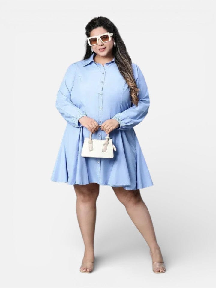 Plus Size Blue Cotton Dress