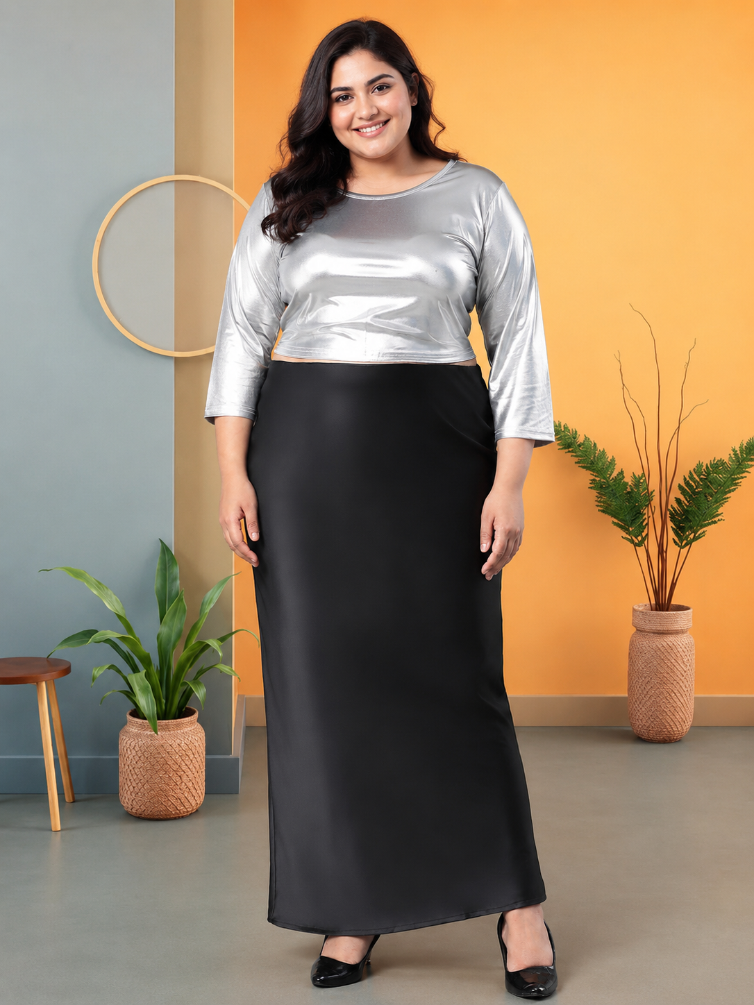 Plus Size Black Skirt