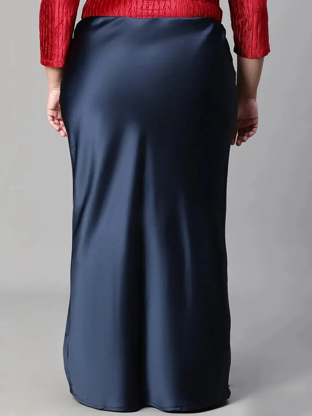 navy-blue-elasticated-plus-size-women-long-satin-skirt