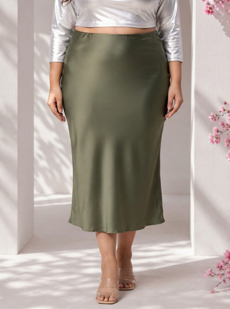 Plus Size Green Skirt