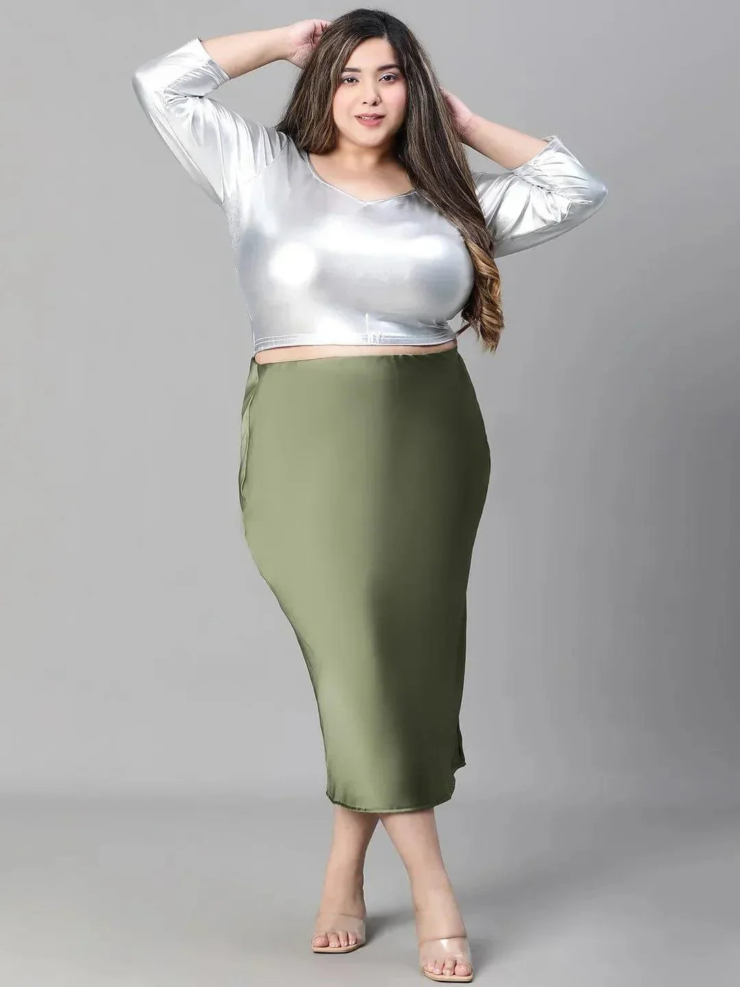 Plus Size Green Skirt