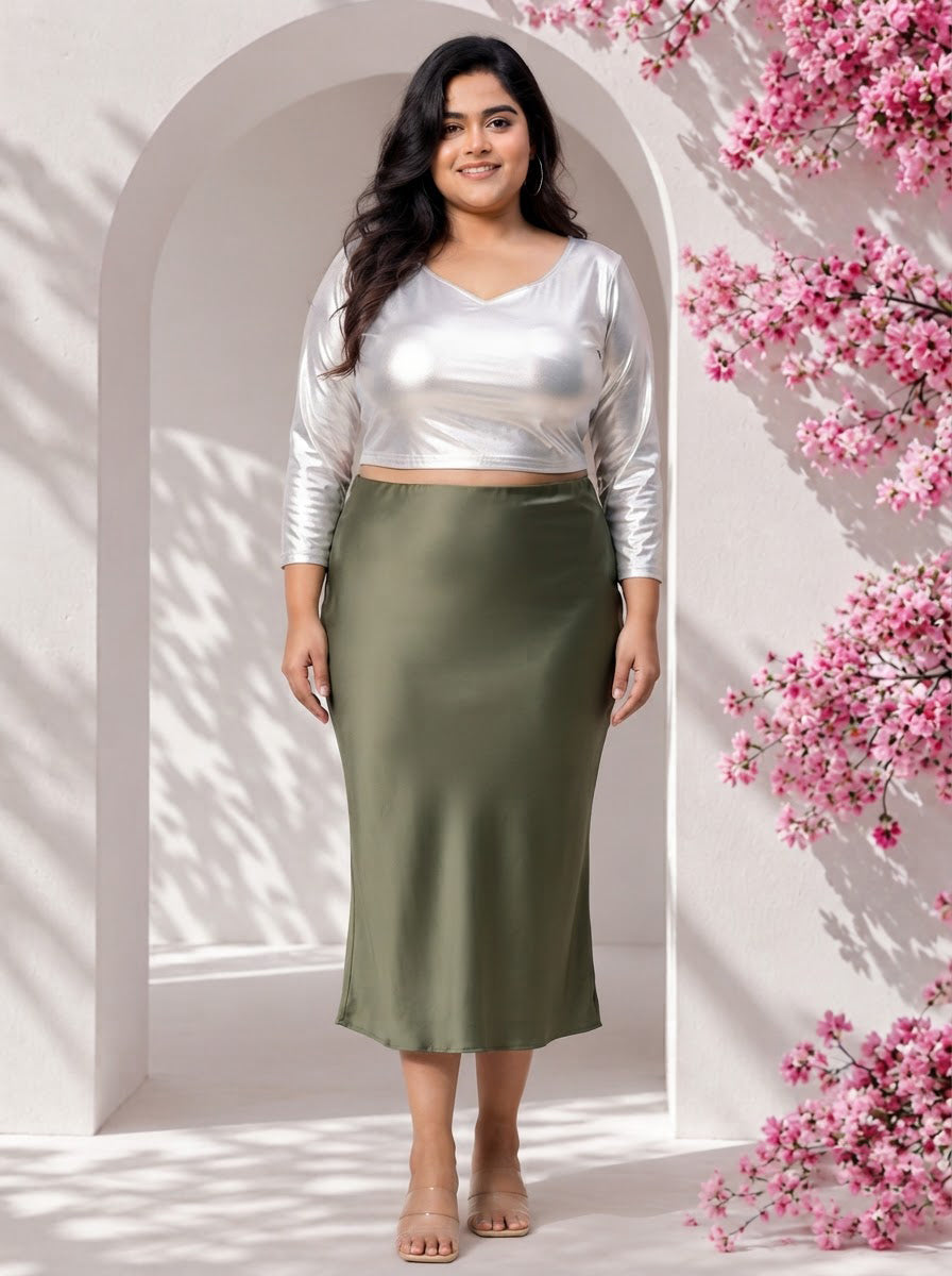 Plus Size Green Skirt