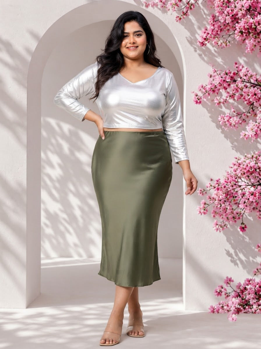 Plus Size Green Skirt