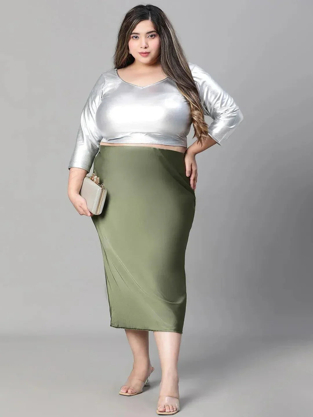 Plus Size Green Skirt