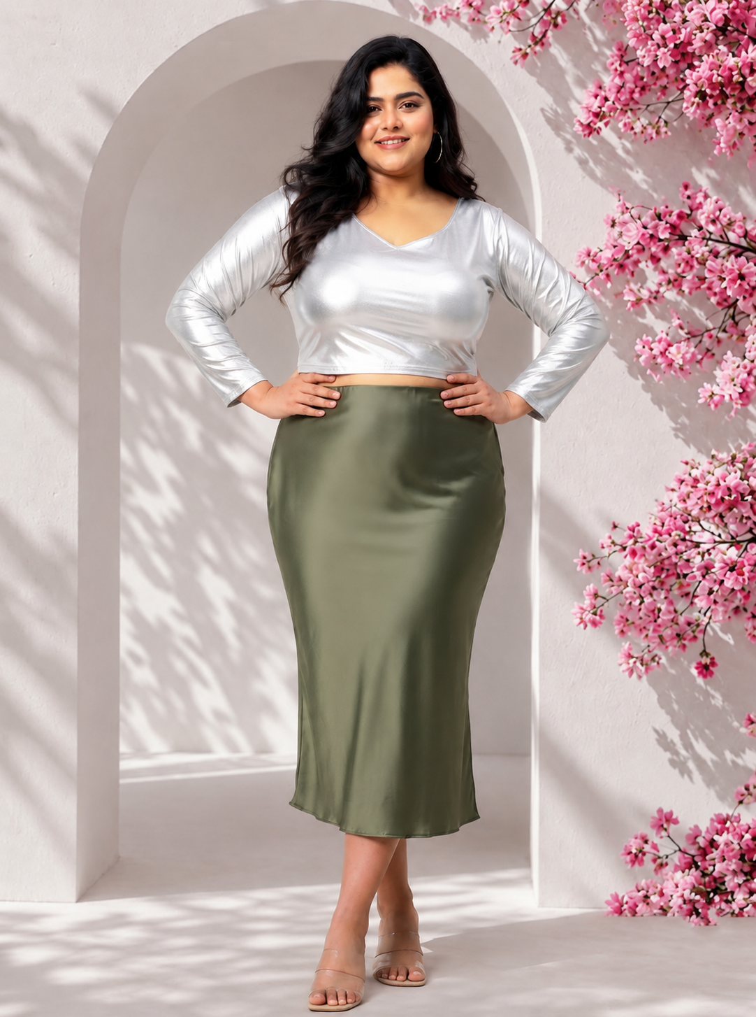 Plus Size Green Skirt