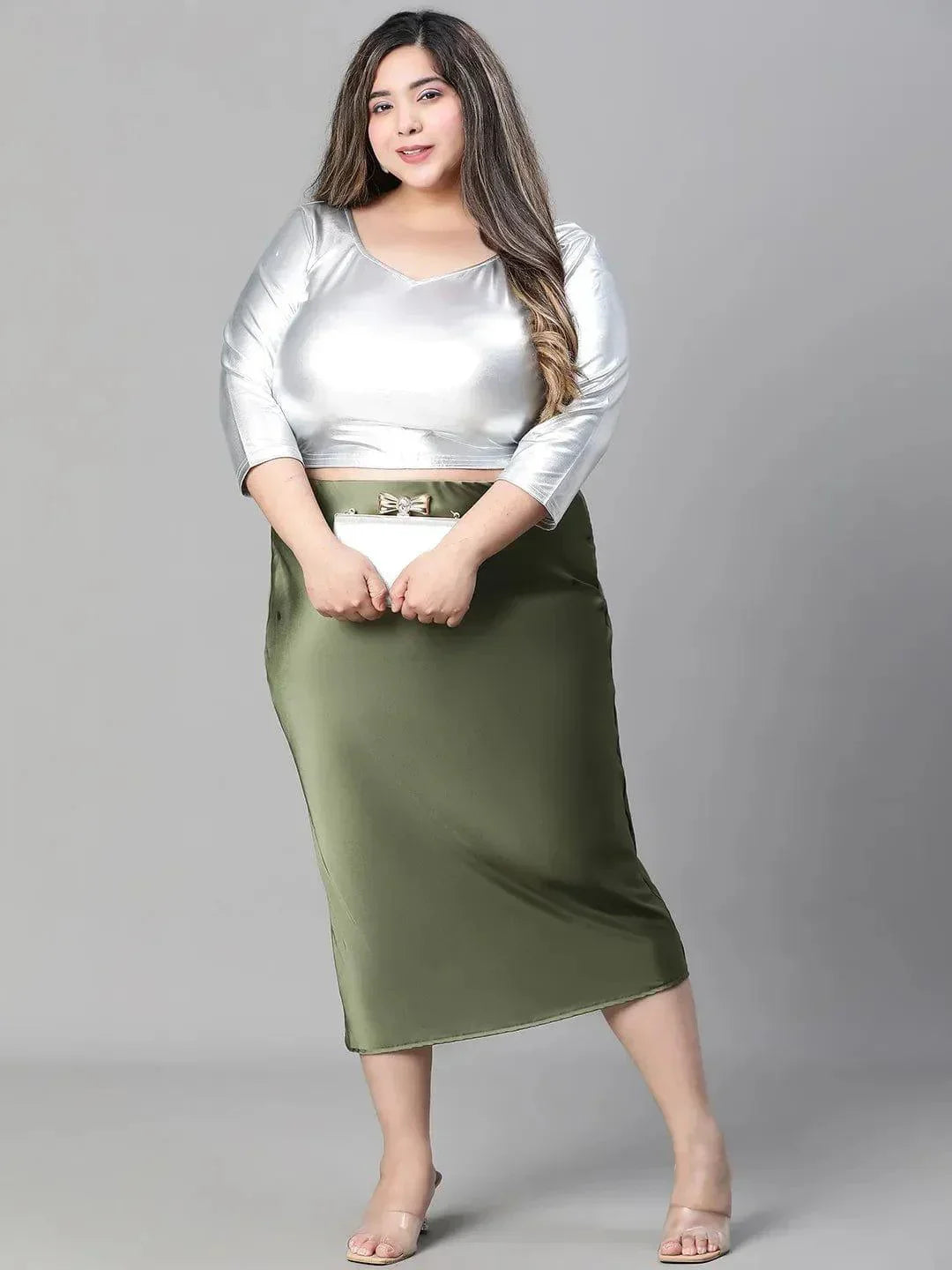 Plus Size Green Skirt