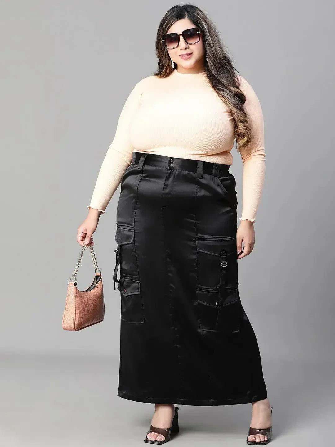 Plus Size Black Skirt