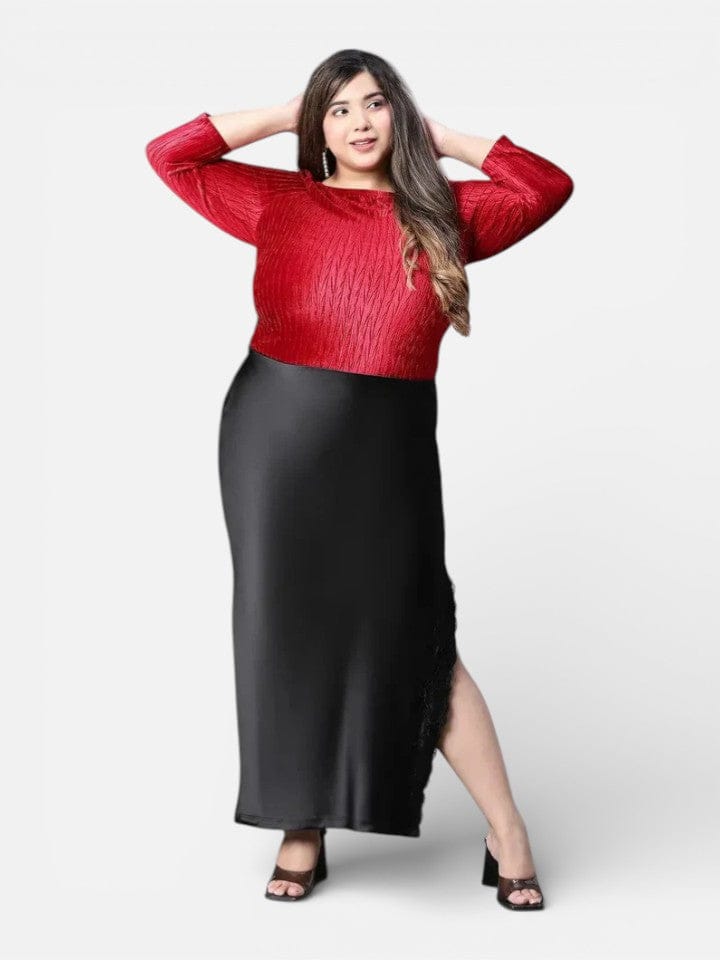 Plus Size Black Polyester Skirt