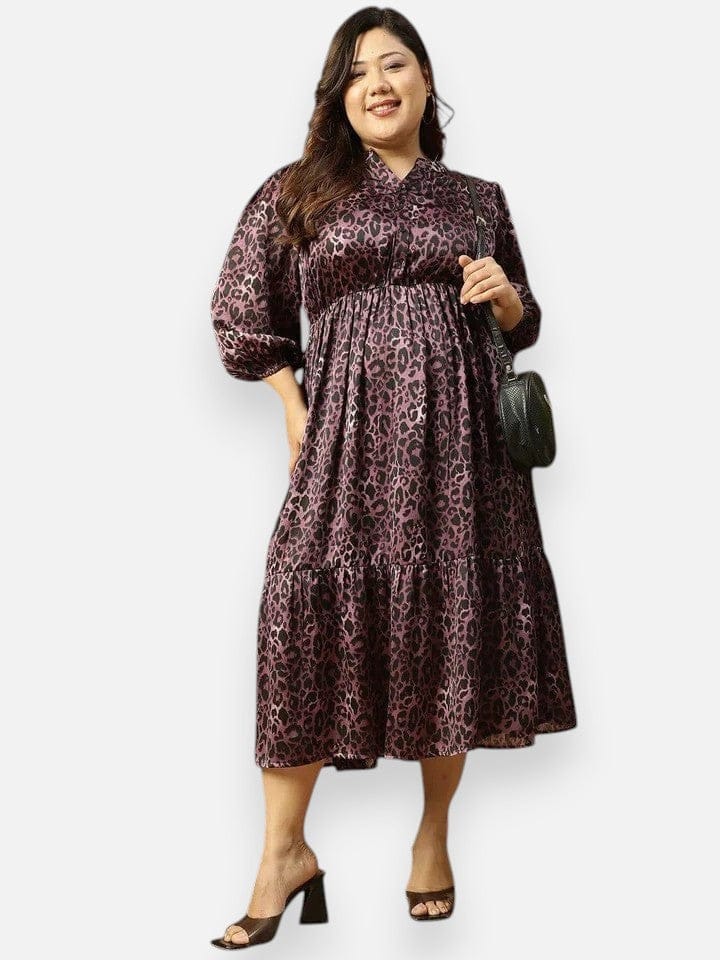Plus Size Purple Animal Print Dress