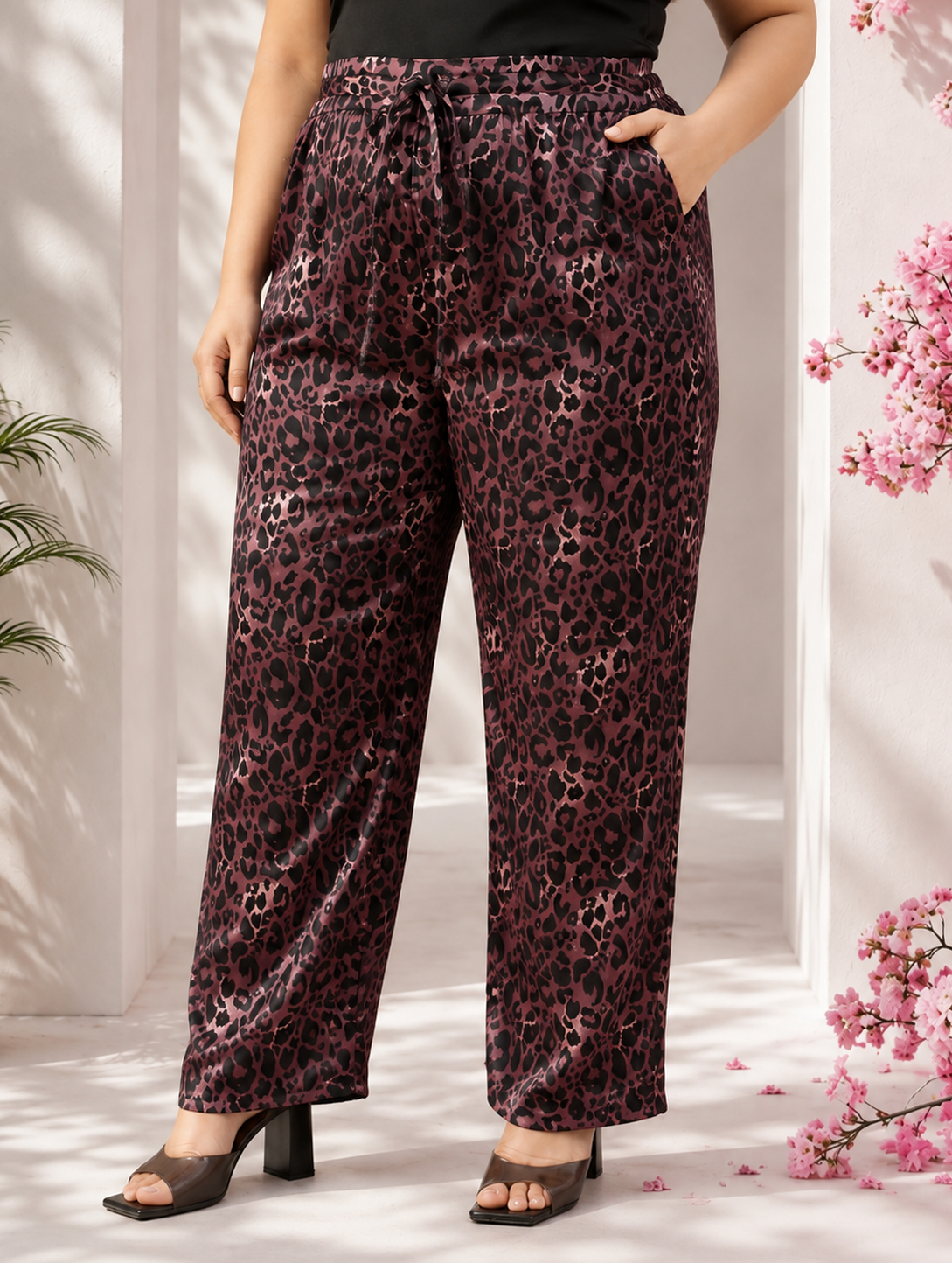 Plus Size Purple Animal Print Pant
