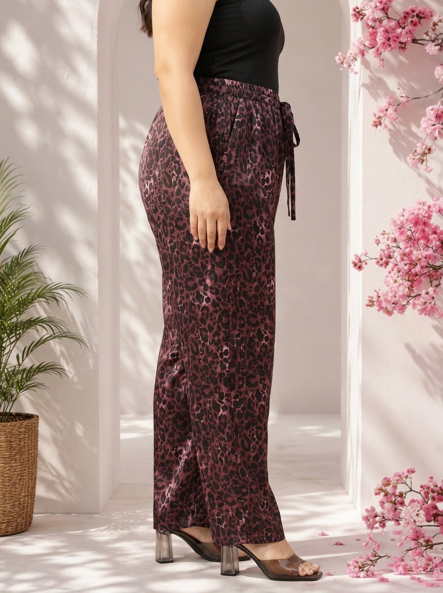 Plus Size Purple Animal Print Pant