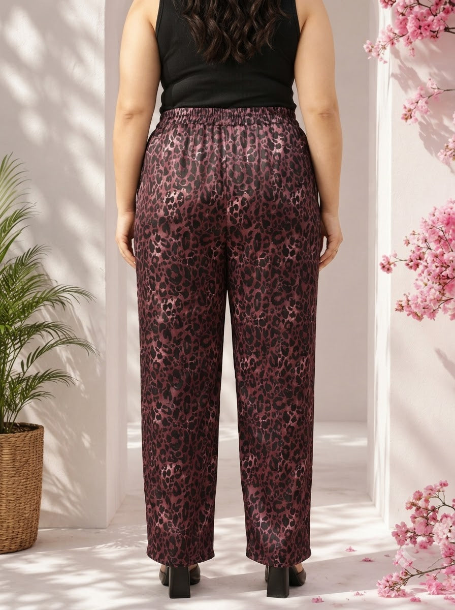 Plus Size Purple Animal Print Pant