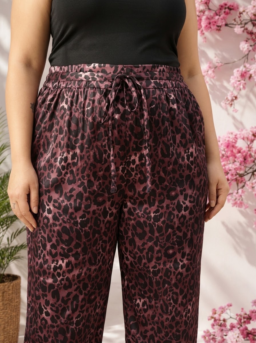 Plus Size Purple Animal Print Pant