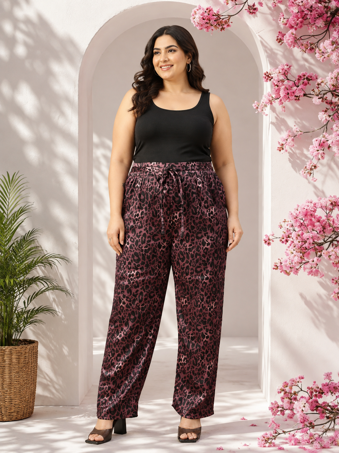 Plus Size Purple Animal Print Pant