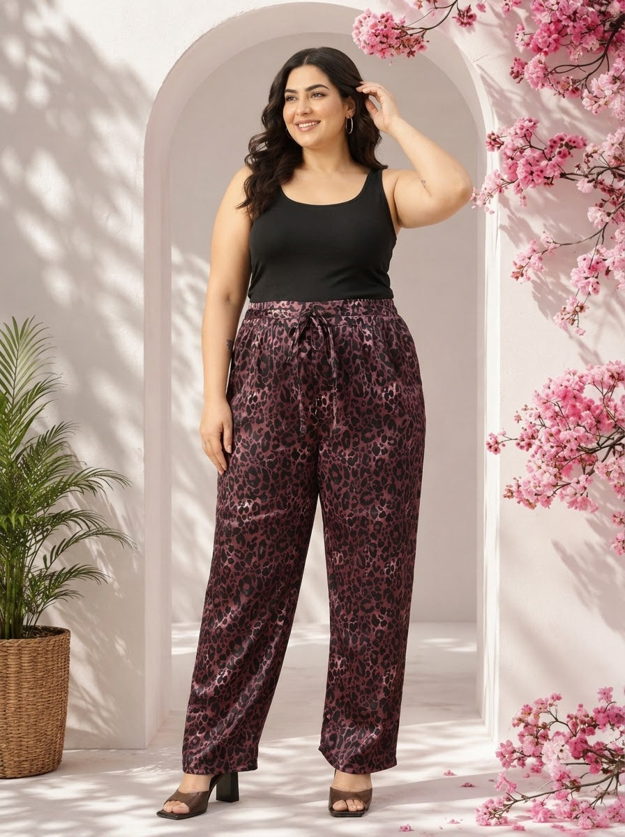Plus Size Purple Animal Print Pant