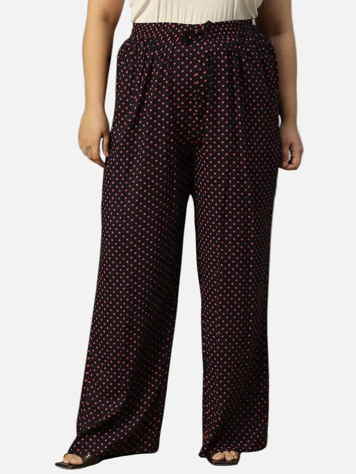 Plus Size Navy Blue Polka Dot Pant