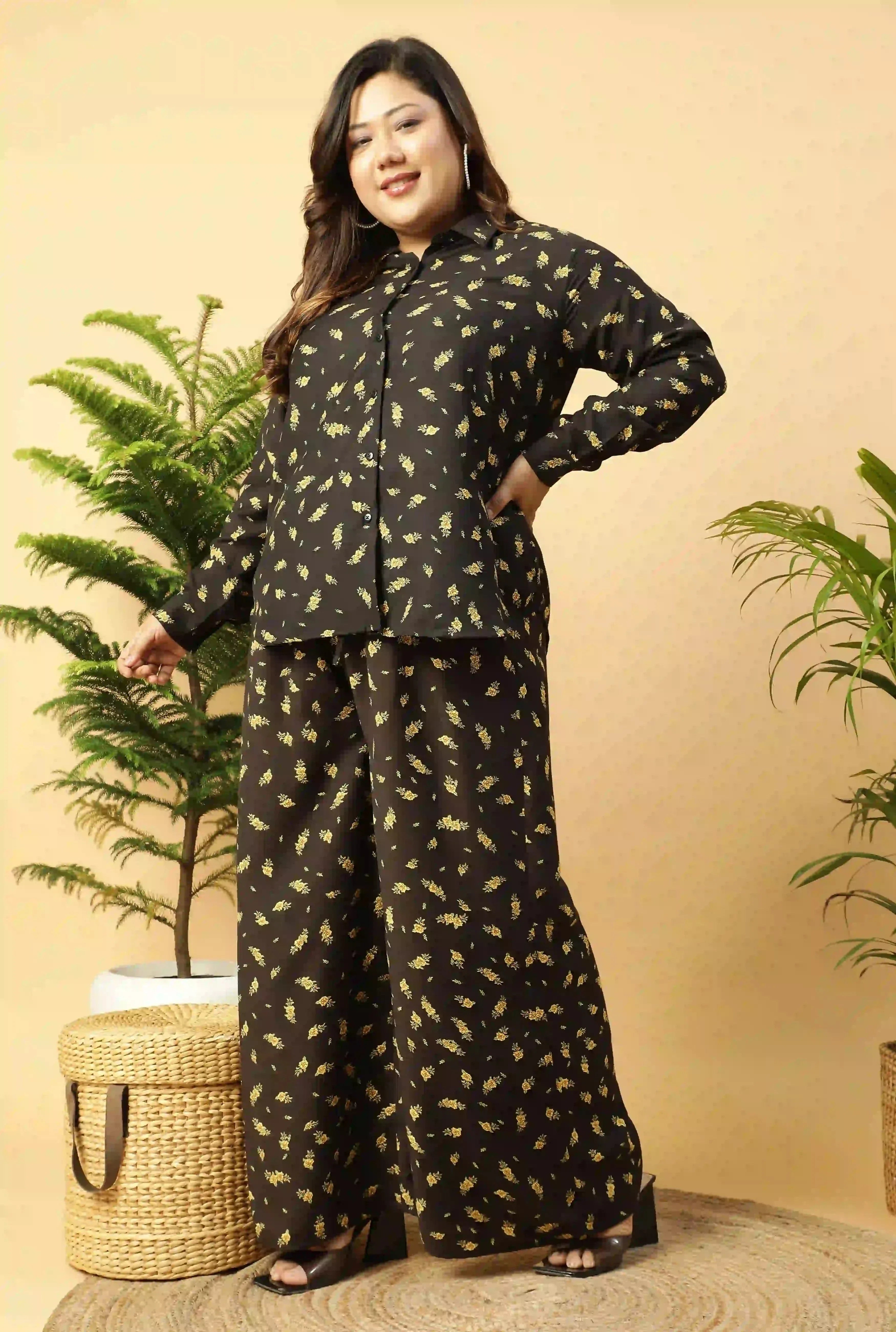 black-floral-printed-shirt-and-trouser-women-plus-size-co-ord-set