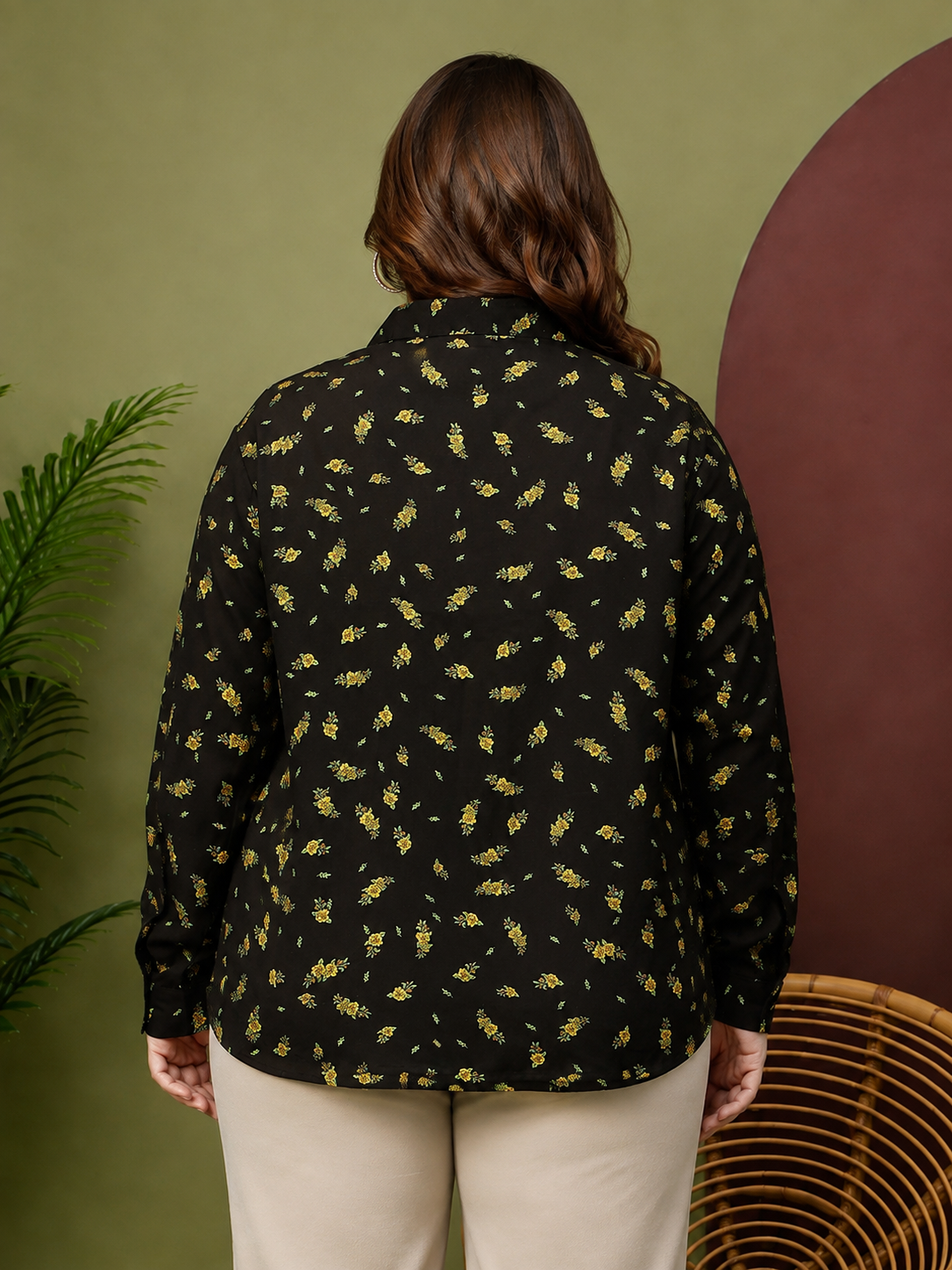 Plus Size Black Print Shirt