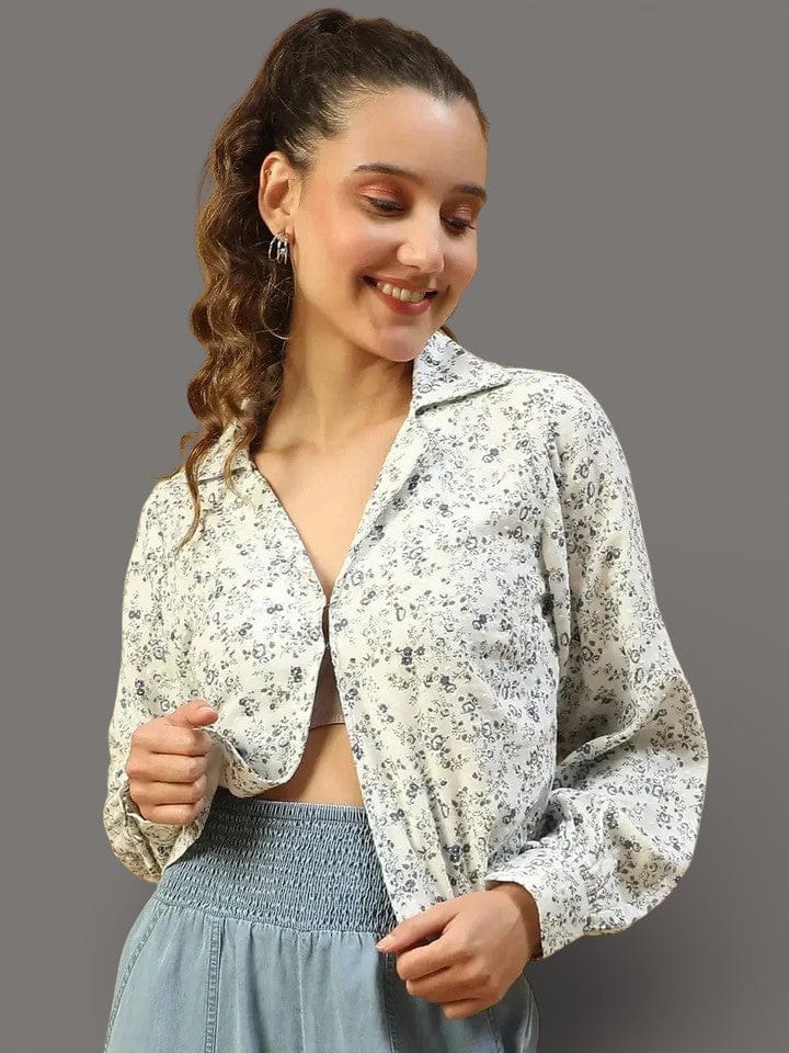 White Cotton Crop Shirt