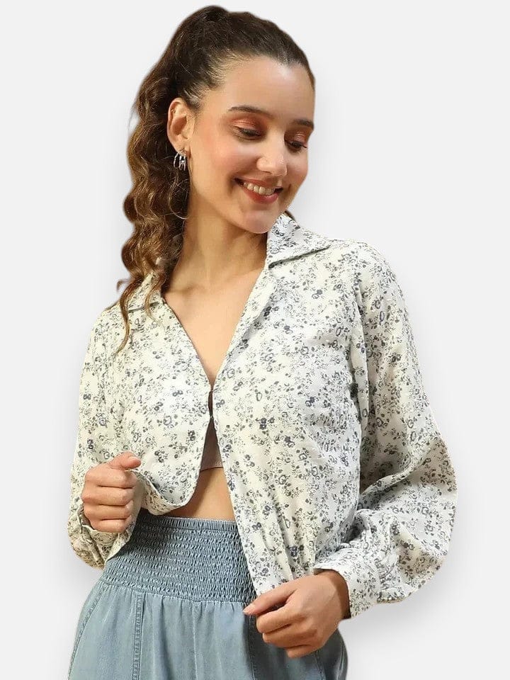 White Cotton Crop Shirt