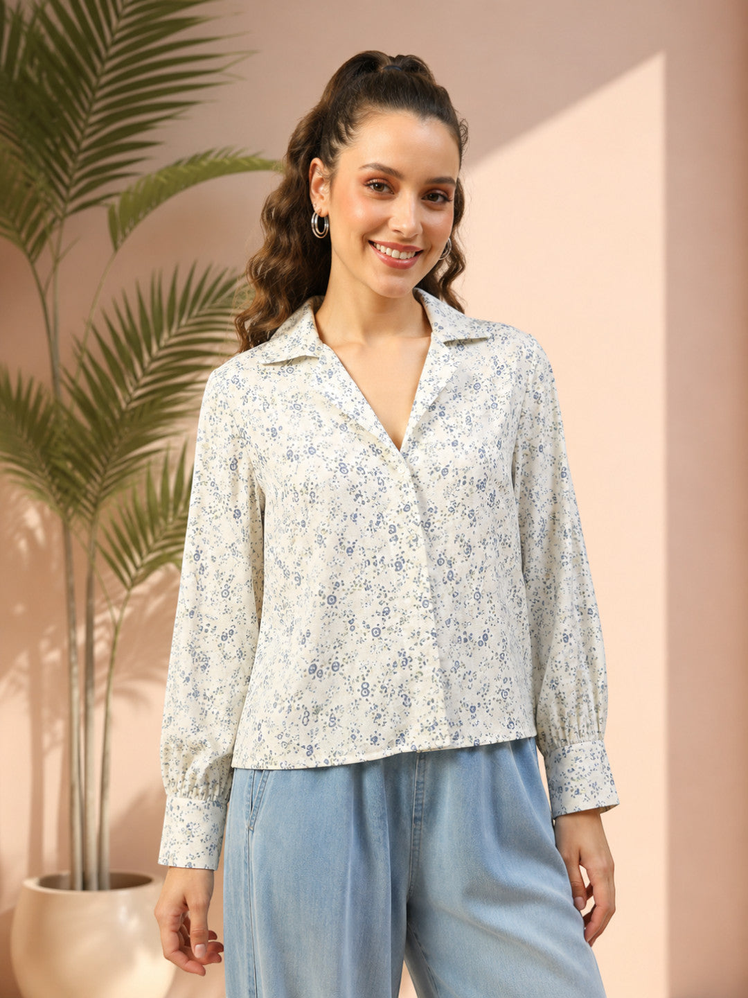 White Cotton Crop Shirt