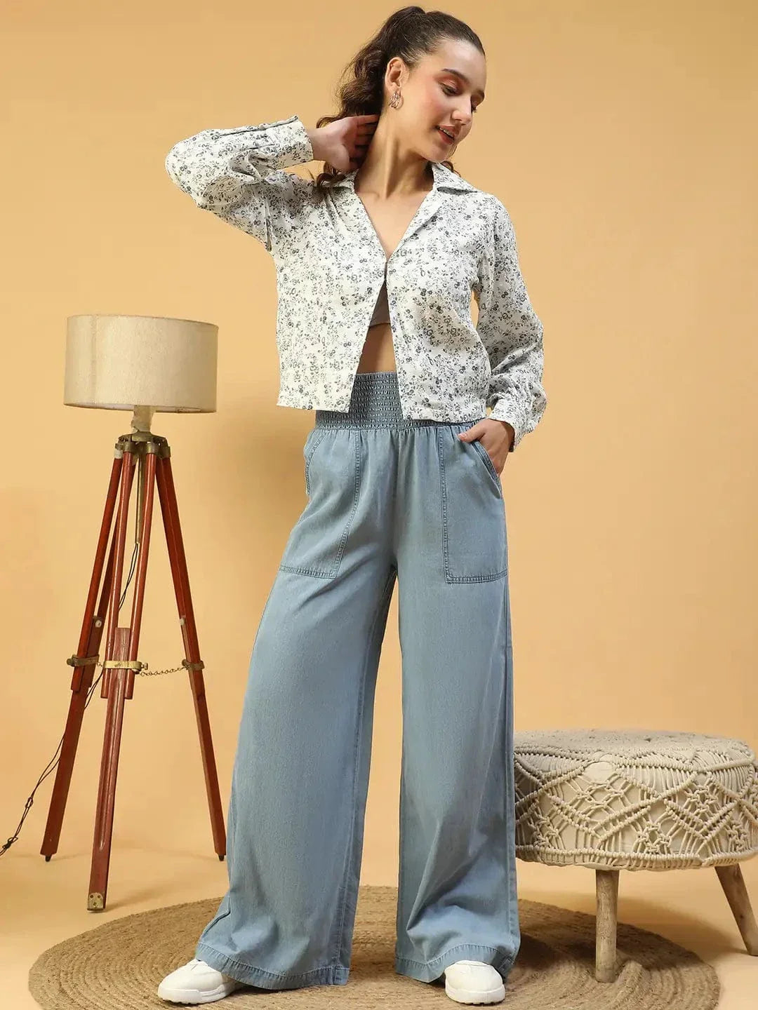White Cotton Crop Shirt