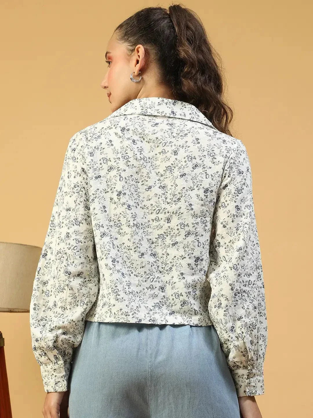White Cotton Crop Shirt