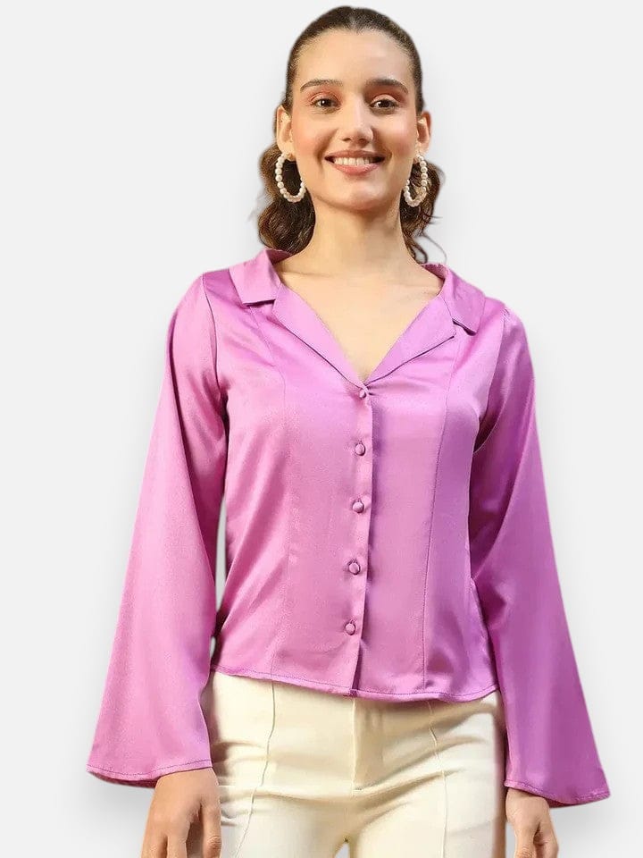 Women Purple Satin Shirt