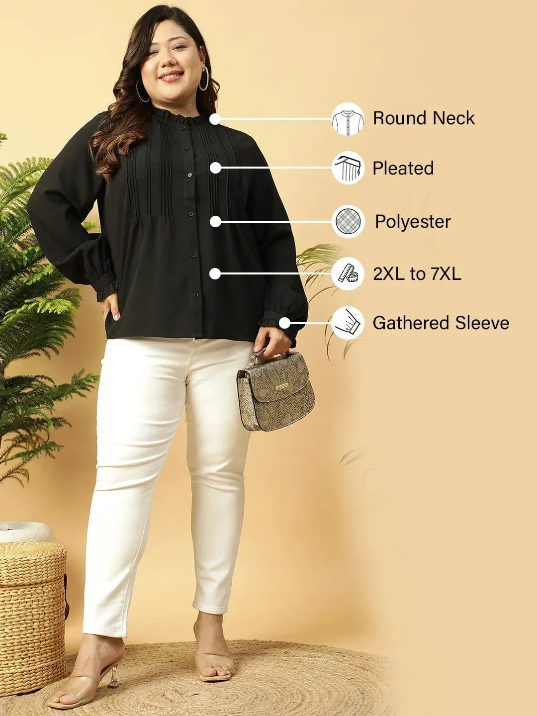 zone-black-long-sleeve-button-down-plus-size-women-shirt