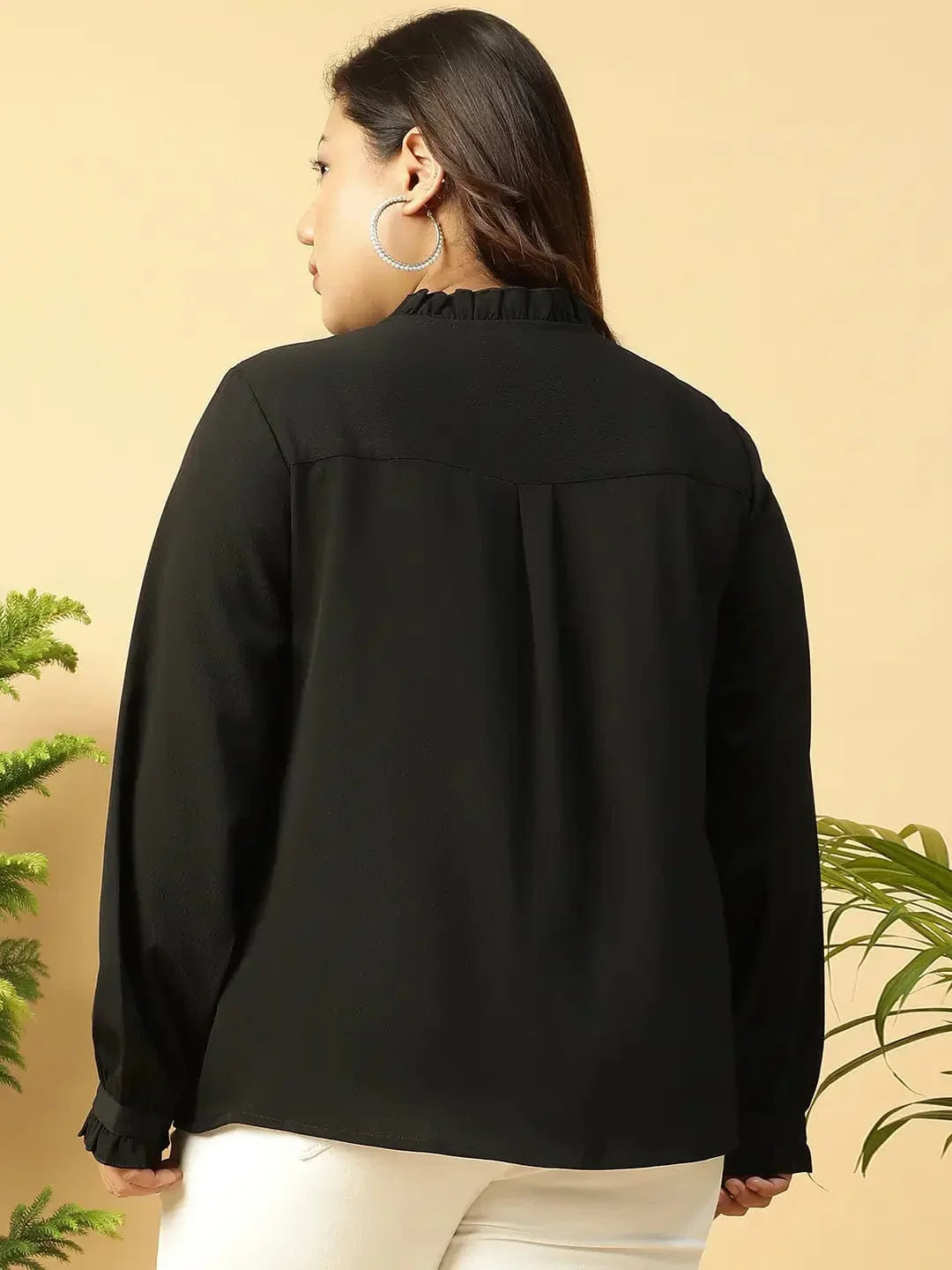 zone-black-long-sleeve-button-down-plus-size-women-shirt